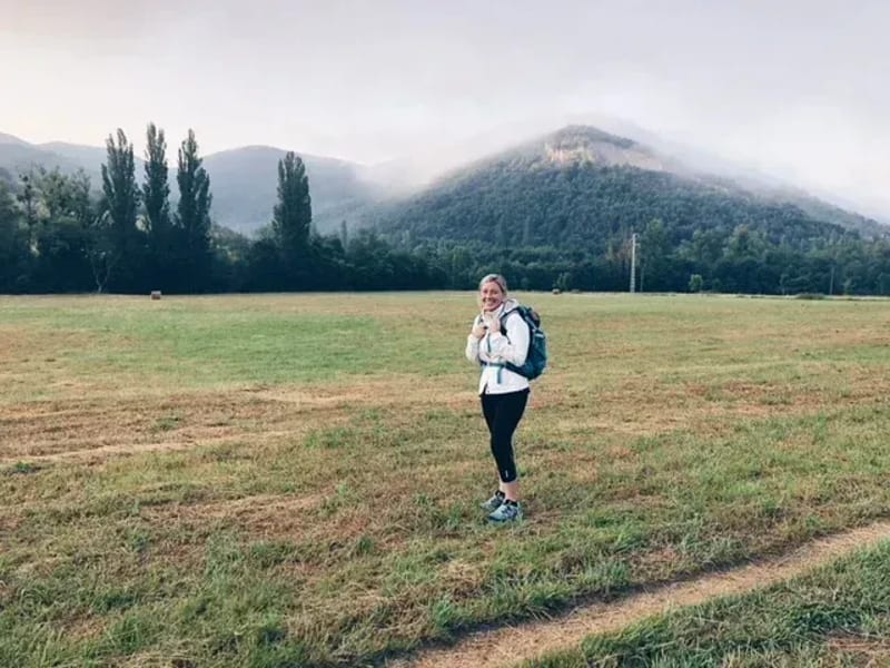 Christine walking the Camino