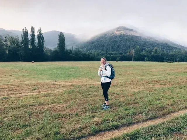 Christine walking the Camino
