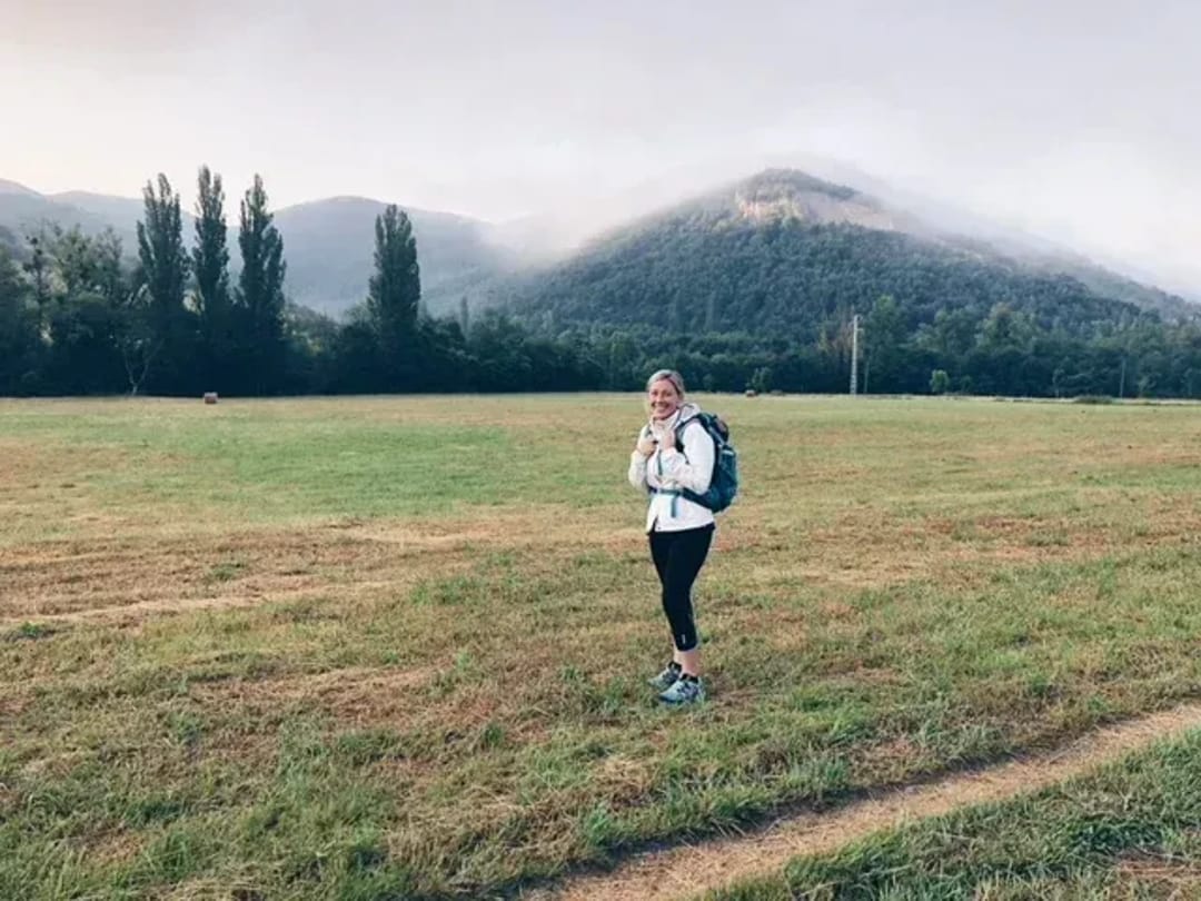 Christine walking the Camino